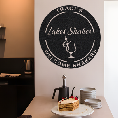 Custom Metal Wall Art With Led Lights For Shop Owner, Personalized Bar Sign Wall Art, Juice Bar Sign, Lakes Shakes Bar Sign, Welcome Sign