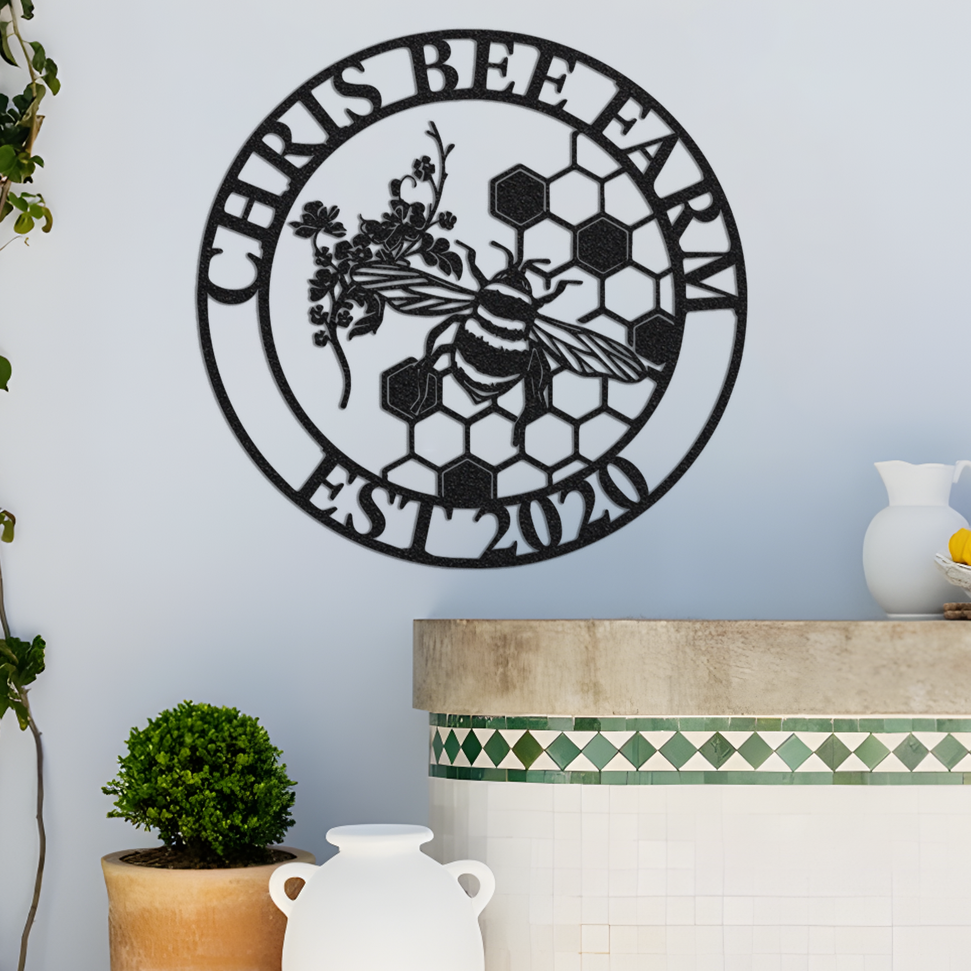 Custom Bee Metal Wall Led Sign-Personalized Bee Metal Wall Art-Bee Metal Wall Decor-Bee Farm Decor-Bee Keeper Gifts-Bee Family Name Signs