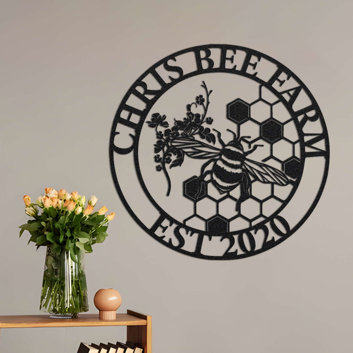 Custom Bee Metal Wall Led Sign-Personalized Bee Metal Wall Art-Bee Metal Wall Decor-Bee Farm Decor-Bee Keeper Gifts-Bee Family Name Signs