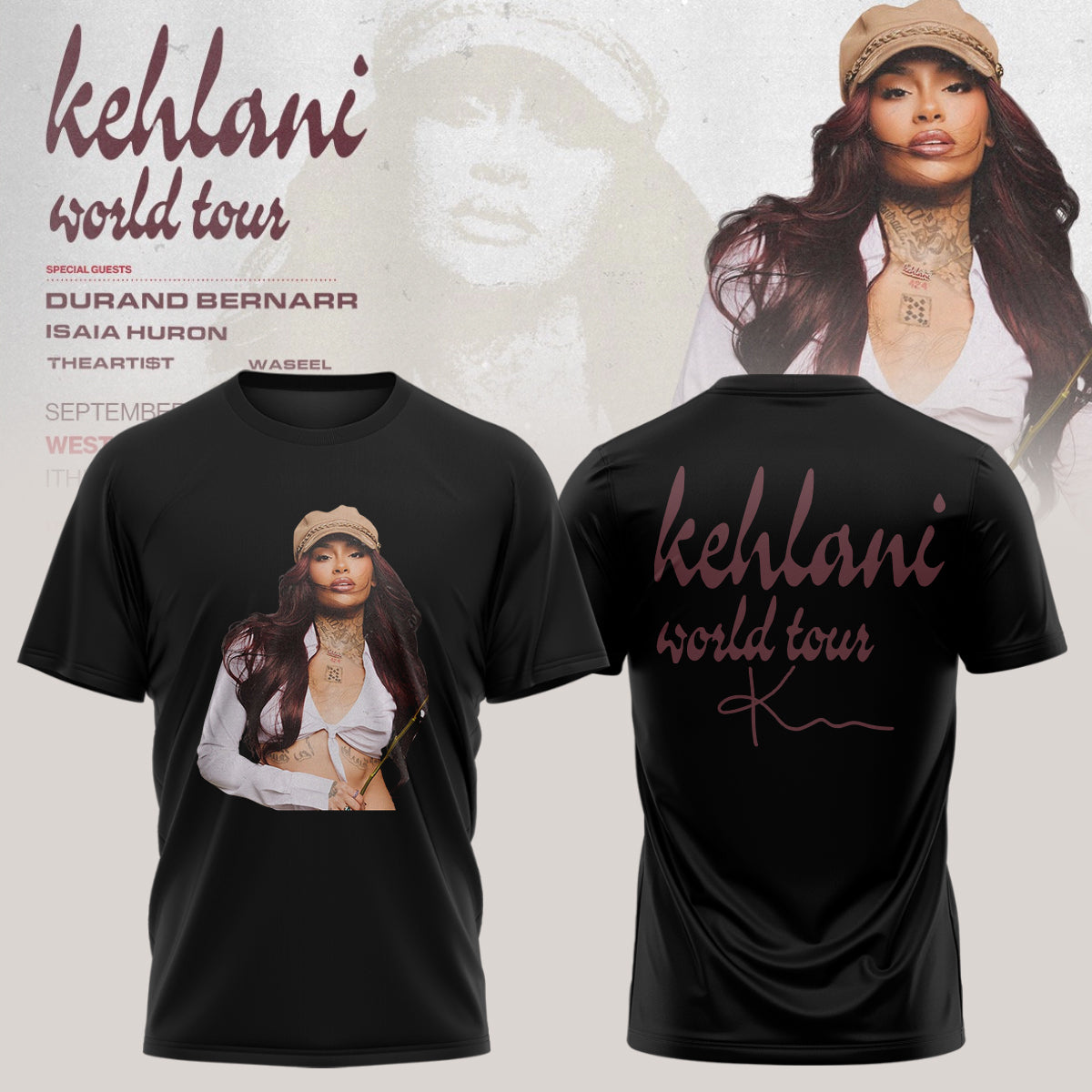 Kehlani World Tour 2026 Limited Edition Signature Tshirt | WP85
