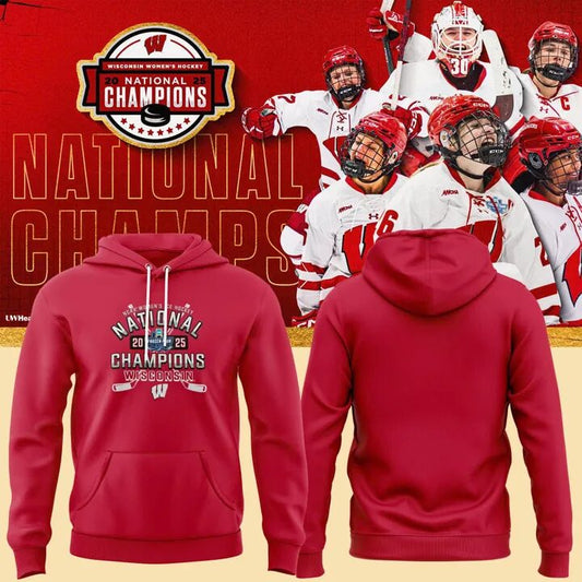 Wisconsin Badgers 2025  Women's Hockey Tournament Champions Hoodie