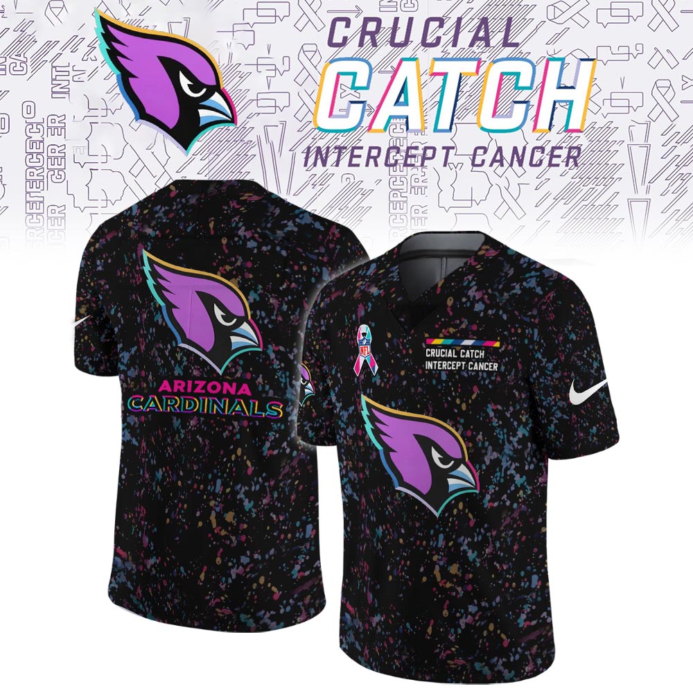 Arizona Cardinals Crucial Catch Football Jersey made for the fight against cancer. Bold black. Bright color. Bigger Purpose