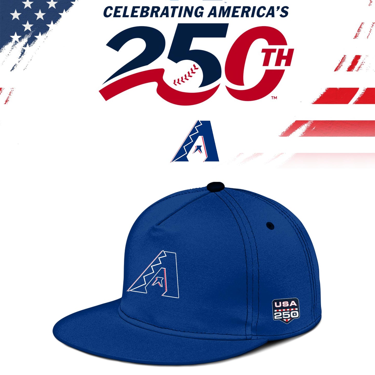 Arizona DiamondbacksUSA 250th Anniversary Baseball Jersey And Cap