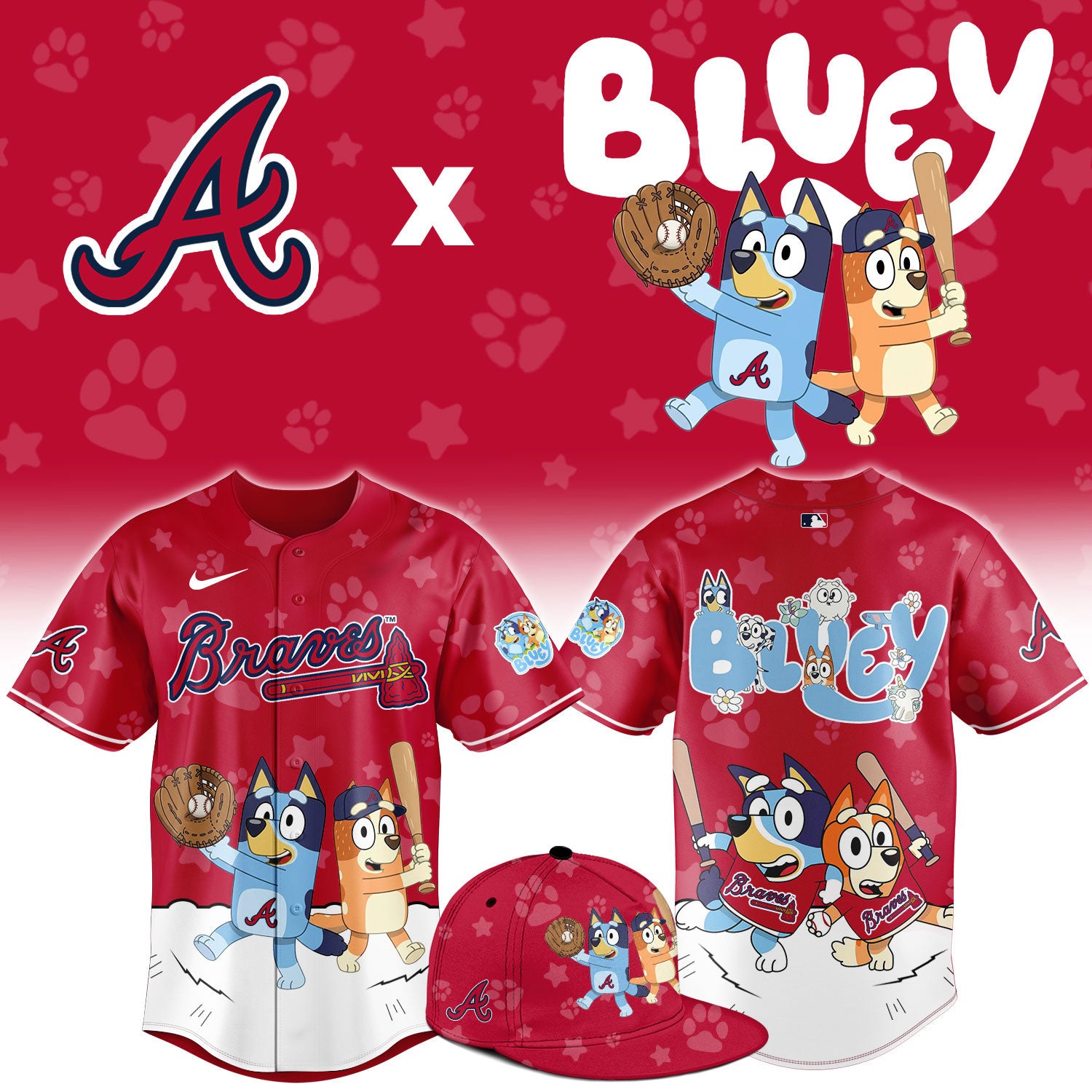 Atlanta Braves Bluey Night Game Limited Baseball Jersey
