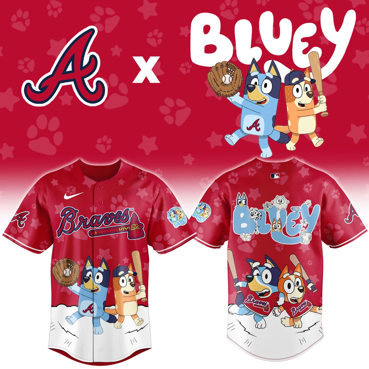 Atlanta Braves Bluey Night Game Limited Baseball Jersey