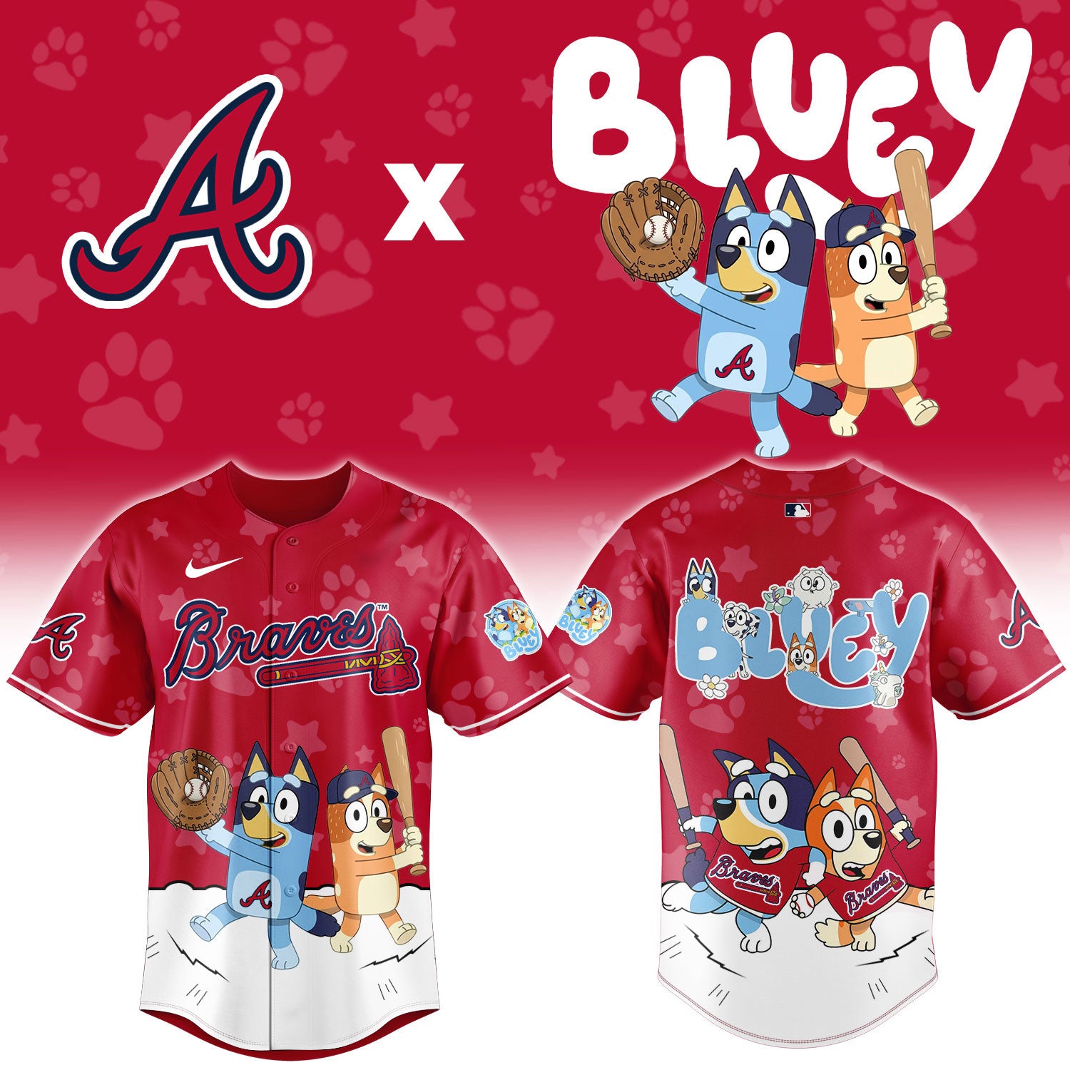 Atlanta Braves Bluey Night Game Limited Baseball Jersey