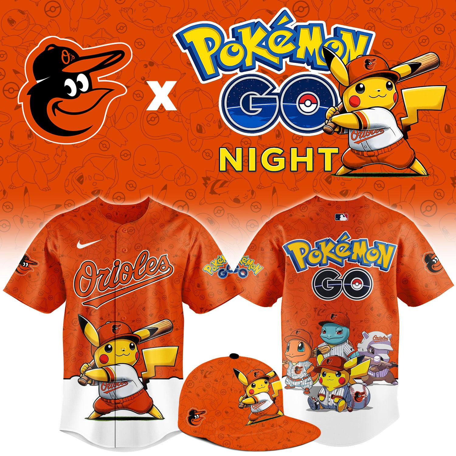 Baltimore Orioles Pokemon GO Night Limited Baseball Jersey