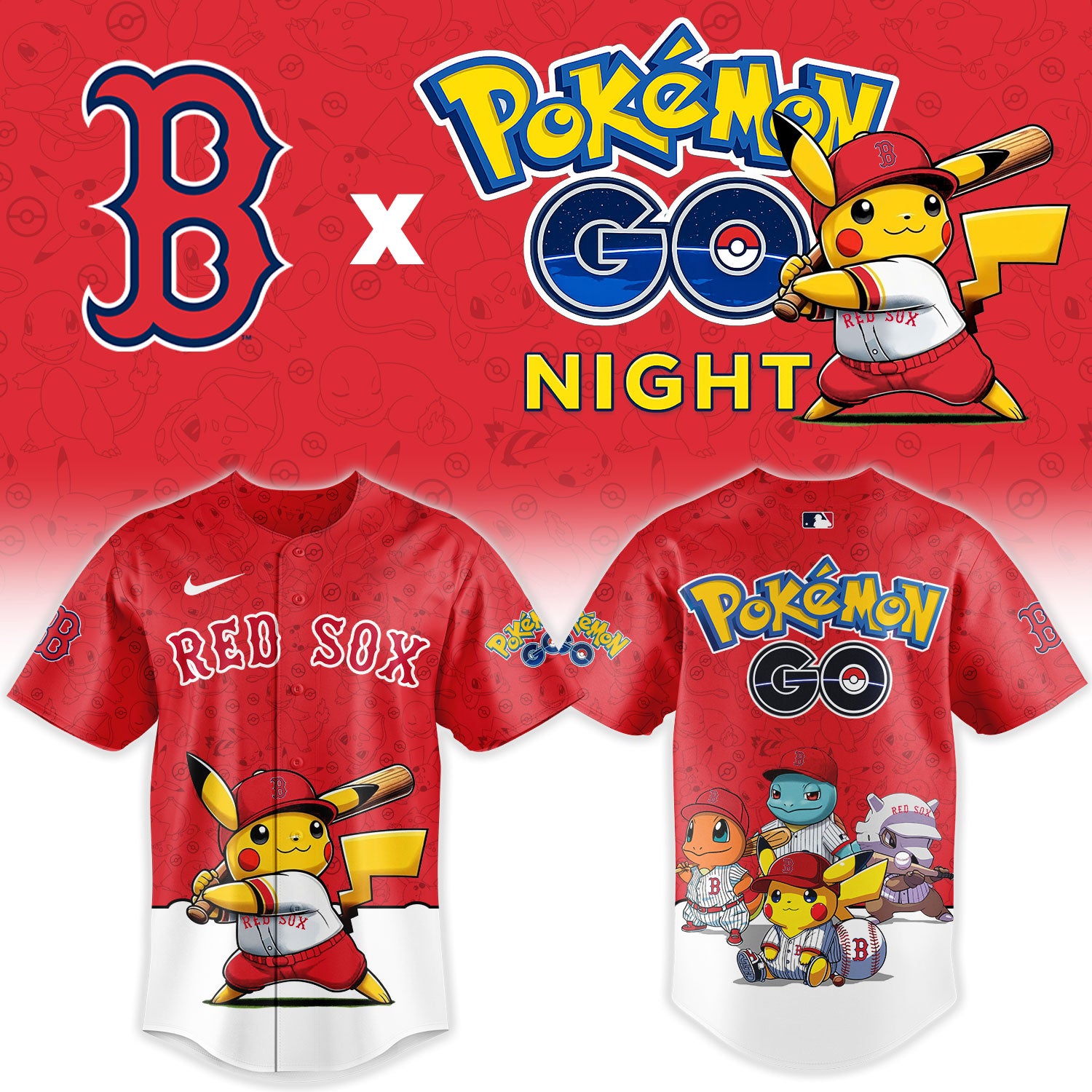 Boston Red Sox Pokemon GO Night Limited Baseball Jersey