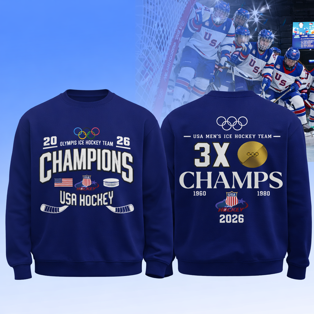 Team USA 2026 Olympic Men’s Ice Hockey Champions Sweatshirt Limited Edition Blue