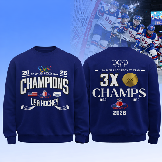 Team USA 2026 Olympic Men’s Ice Hockey Champions Sweatshirt Limited Edition Blue