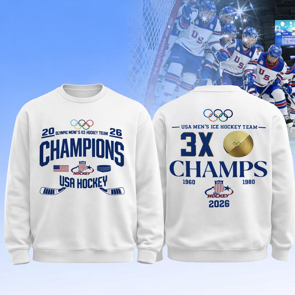 Team USA 2026 Olympic Men’s Ice Hockey Champions Sweatshirt Limited Edition White