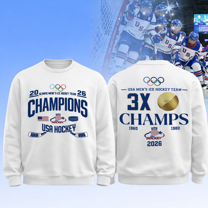 Team USA 2026 Olympic Men’s Ice Hockey Champions Sweatshirt Limited Edition White
