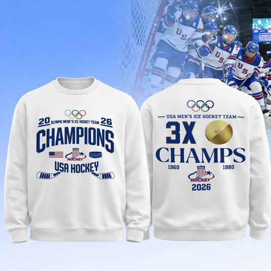 Team USA 2026 Olympic Men’s Ice Hockey Champions Sweatshirt Limited Edition White