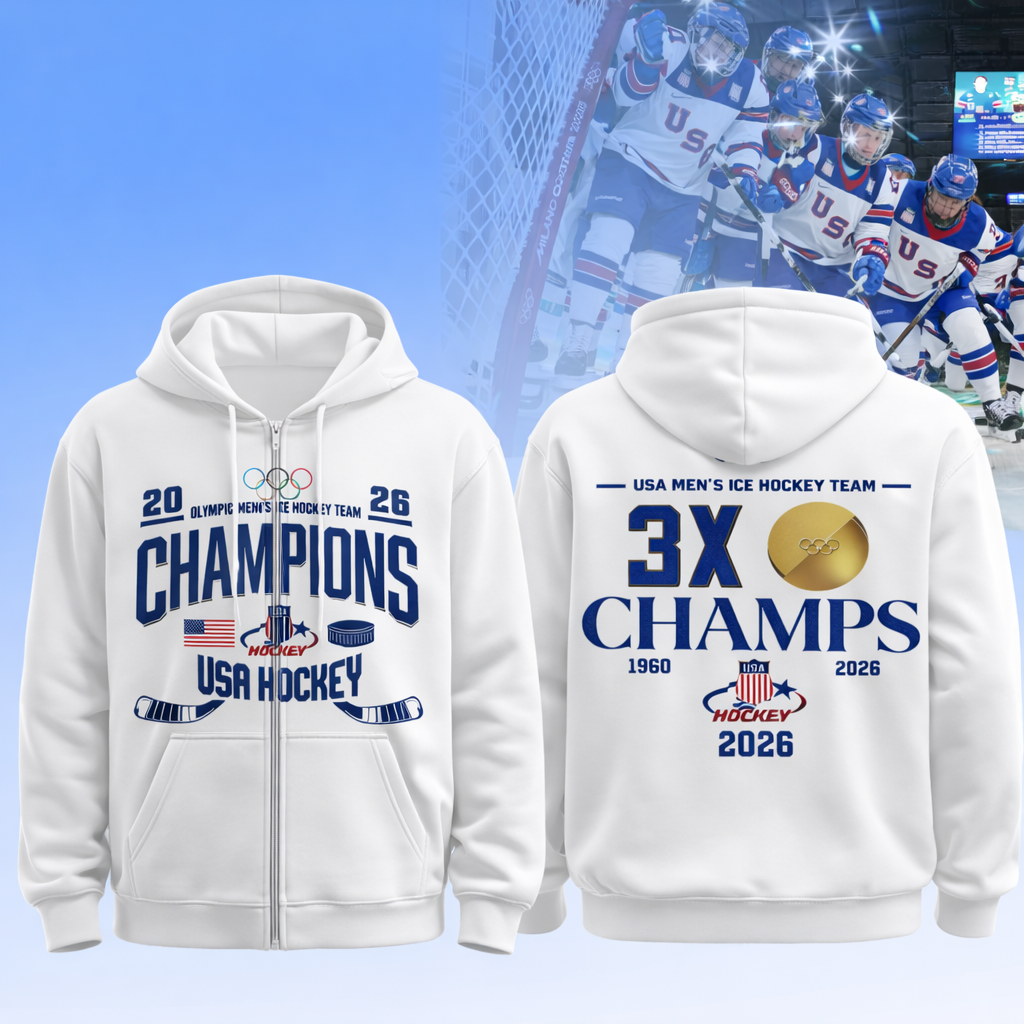 Team USA 2026 Olympic Men’s Ice Hockey Champions Zip Hoodie Limited Edition White