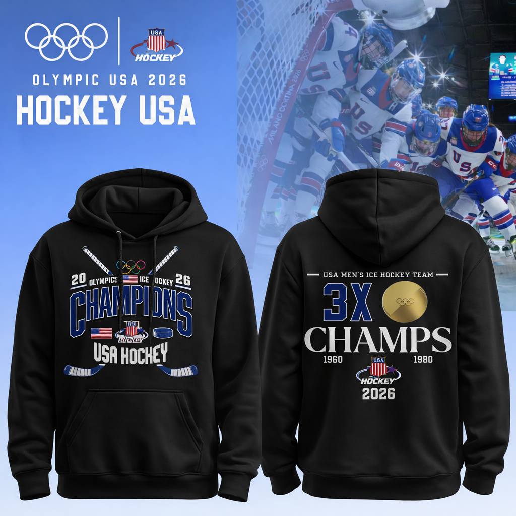 Team USA 2026 Olympic Men’s Ice Hockey Champions Hoodie Limited Edition Black