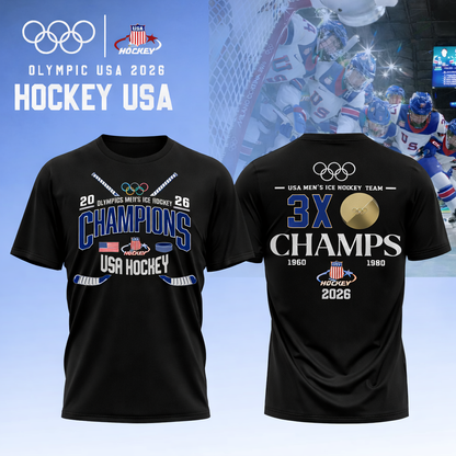 Team USA 2026 Olympic Men’s Ice Hockey Champions T-Shirt Limited Edition Black