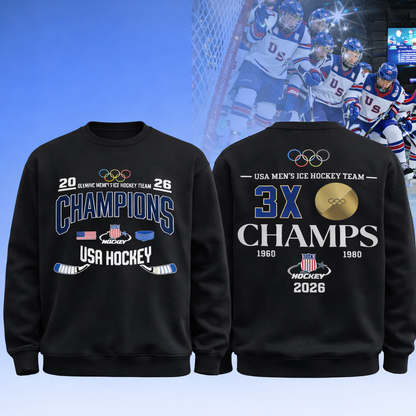 Team USA 2026 Olympic Men’s Ice Hockey Champions Sweatshirt Limited Edition Black