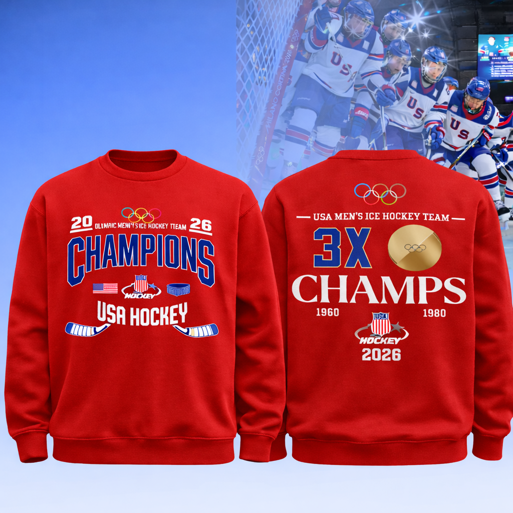Team USA 2026 Olympic Men’s Ice Hockey Champions Sweatshirt Limited Edition Red
