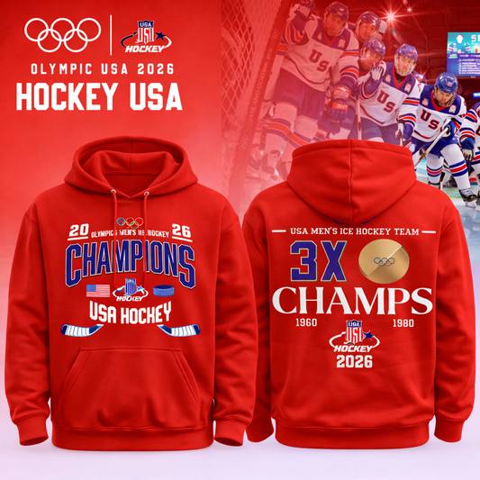 Team USA 2026 Olympic Men’s Ice Hockey Champions Hoodie Limited Edition Red