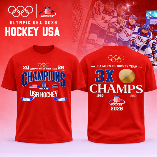 Team USA 2026 Olympic Men’s Ice Hockey Champions T-Shirt Limited Edition Red
