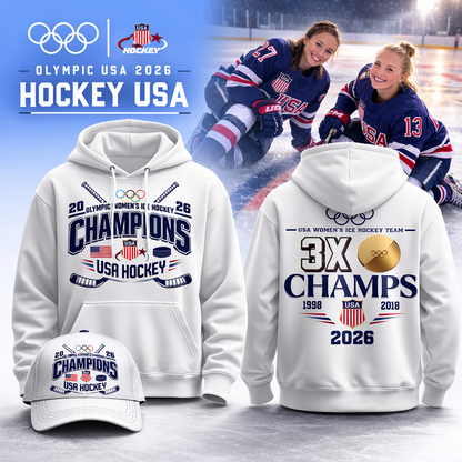 Team USA 2026 Olympic Women’s Ice Hockey Champions Hoodie Limited Edition White