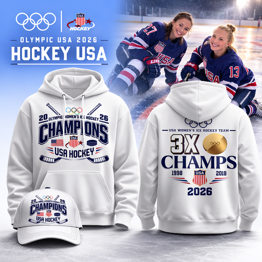 Team USA 2026 Olympic Women’s Ice Hockey Champions Hoodie Limited Edition White