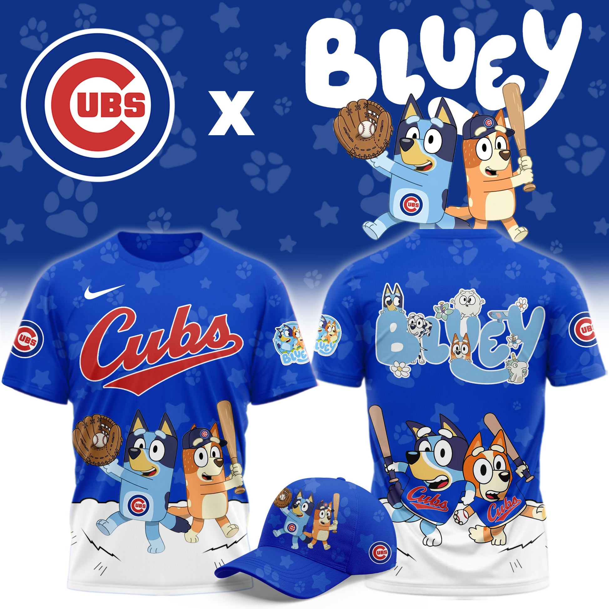 Chicago Cubs Bluey Night Game Limited T-Shirt
