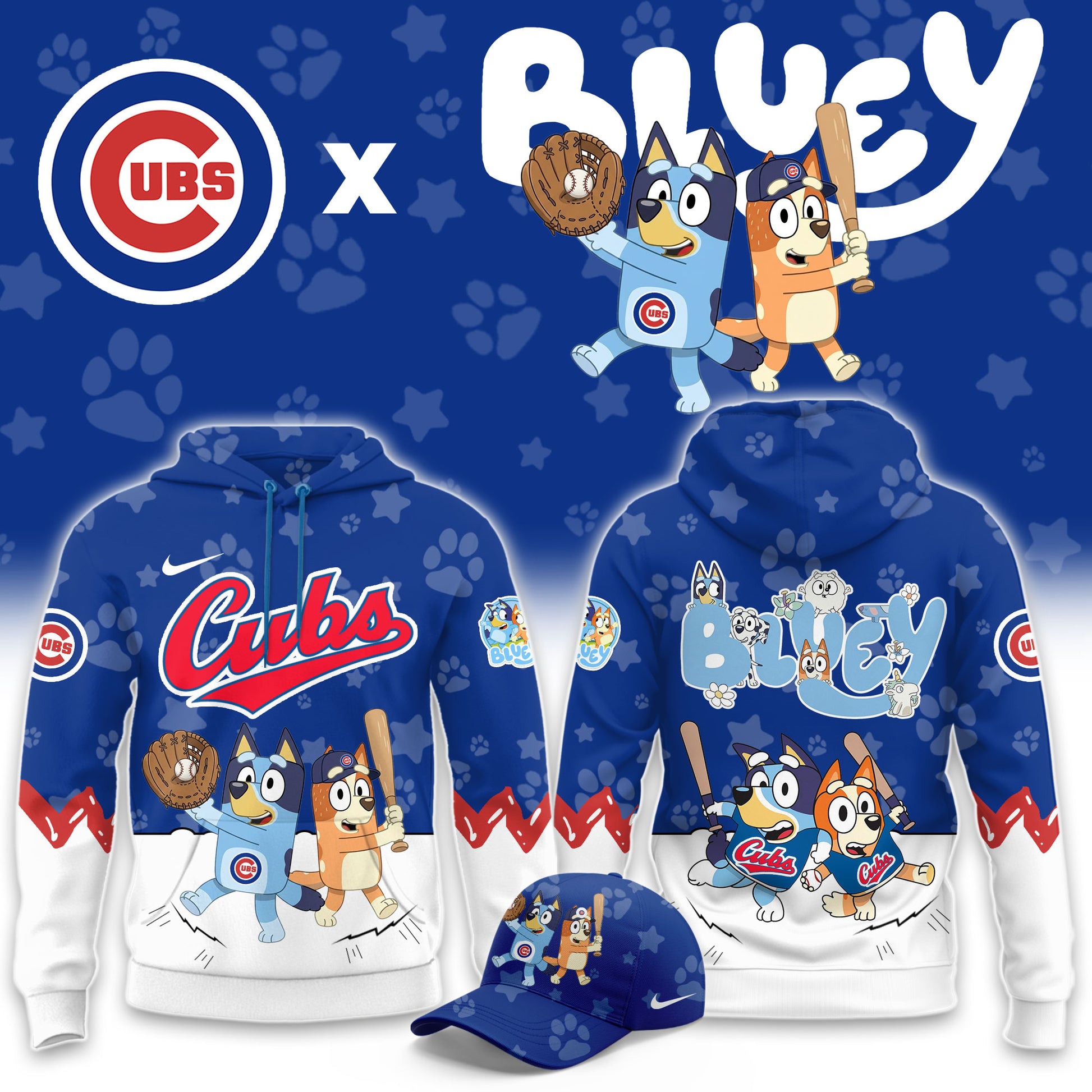 Chicago Cubs Bluey Night Game Limited Hoodie