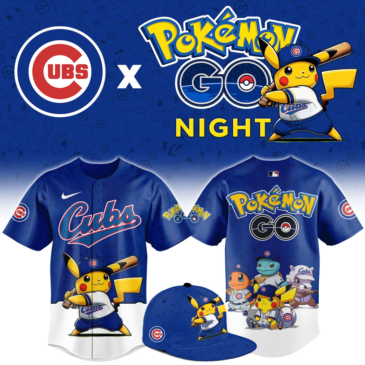 Chicago Cubs Pokemon GO Night Limited Baseball Jersey