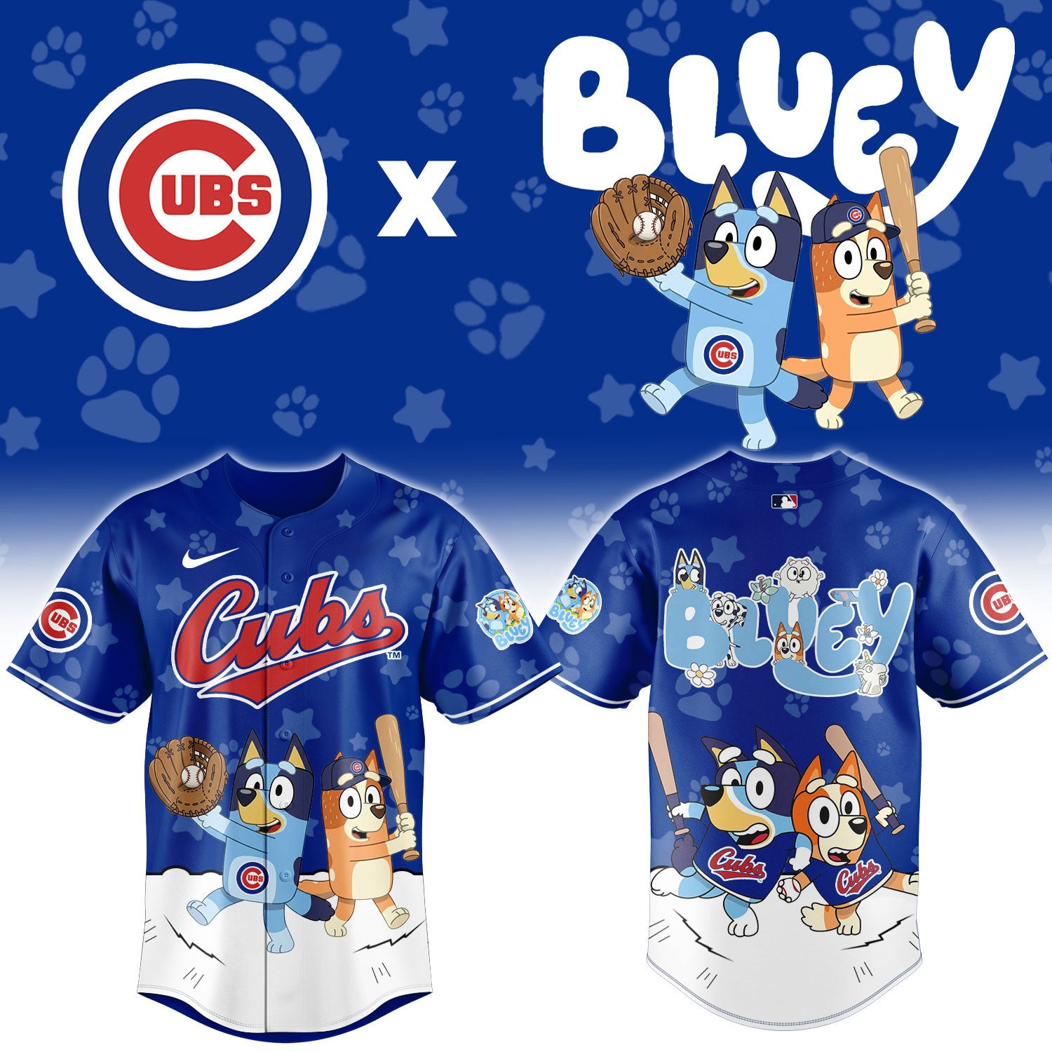 Chicago Cubs Bluey Night Game Limited Baseball Jersey