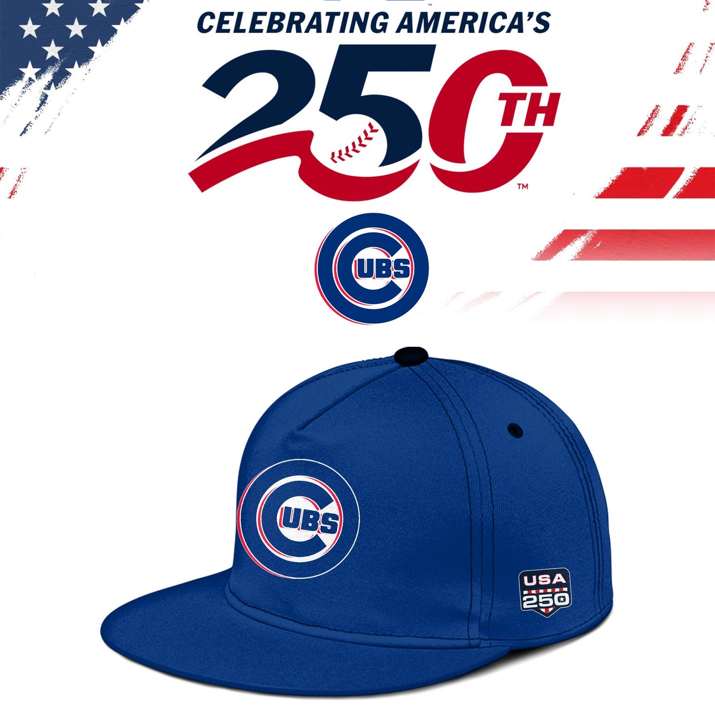Chicago Cubs USA 250th Anniversary Baseball Jersey And Cap