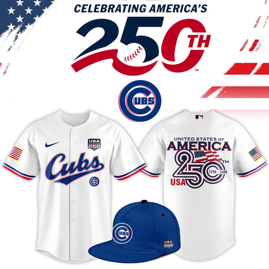 Chicago Cubs USA 250th Anniversary Baseball Jersey And Cap