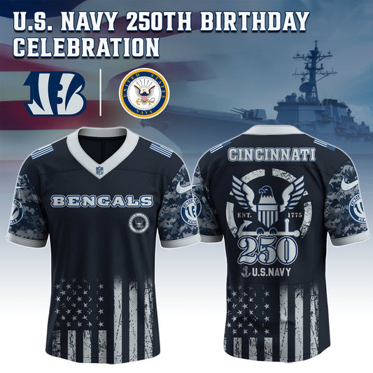Cincinnati Bengals x U.S. NAVY 250TH Birthday Special Edition Jersey - Tycheco