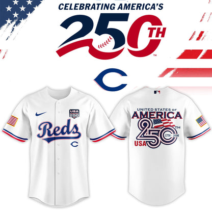 Cincinnati Reds USA 250th Anniversary Baseball Jersey And Cap