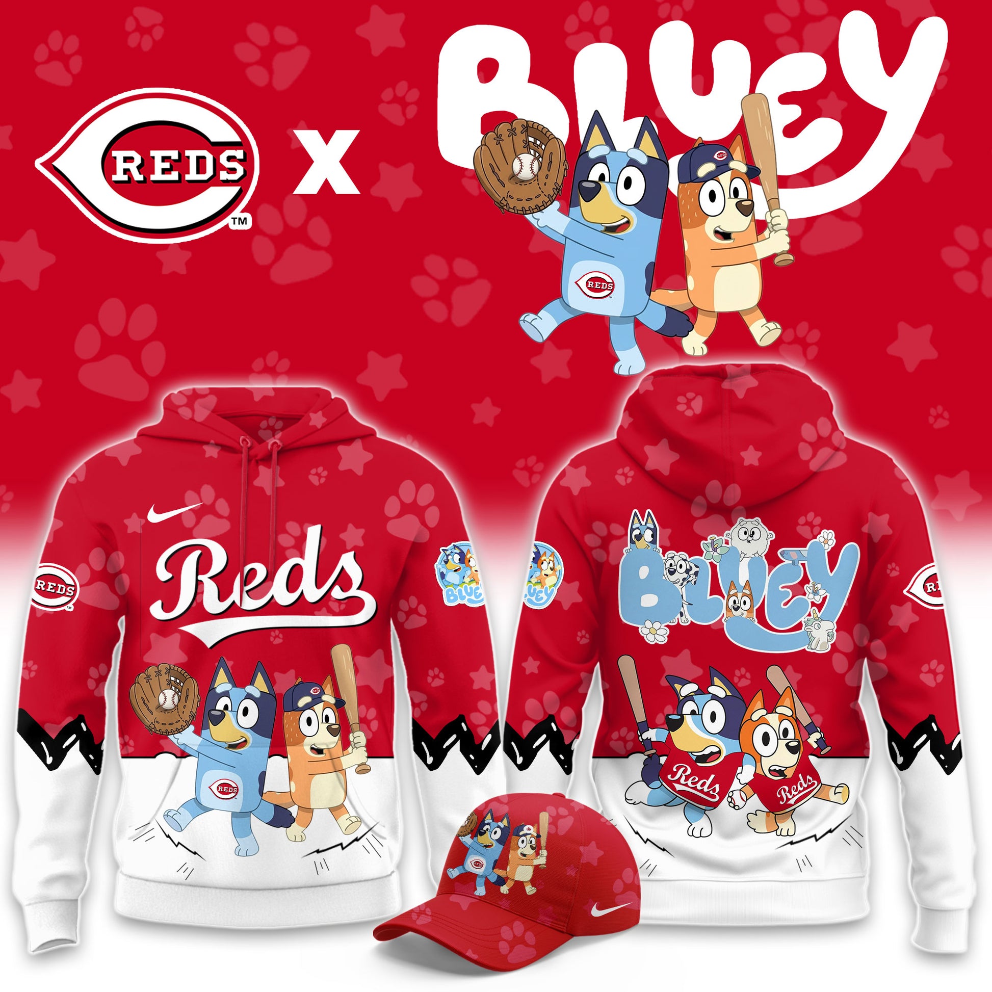 Cincinnati Reds Bluey Night Game Limited Hoodie