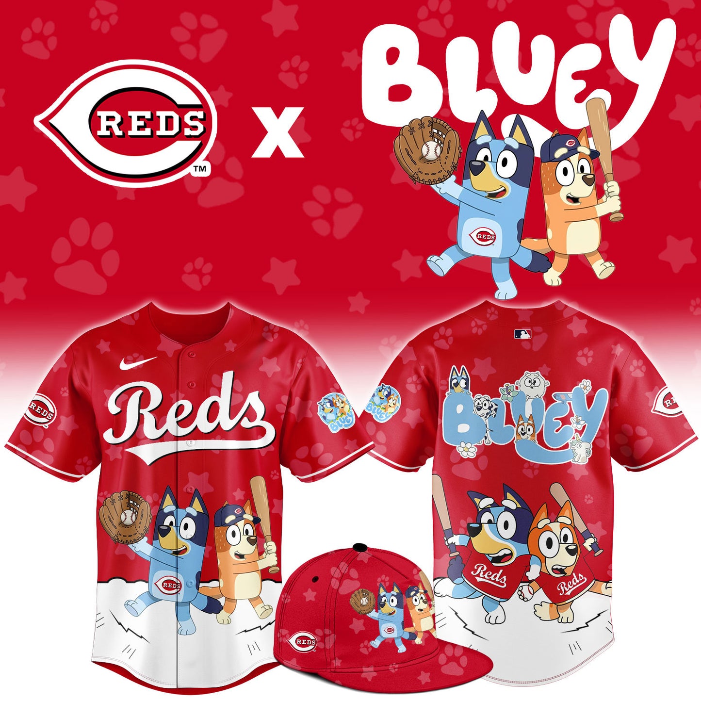 Cincinnati Reds Bluey Night Game Limited Baseball Jersey