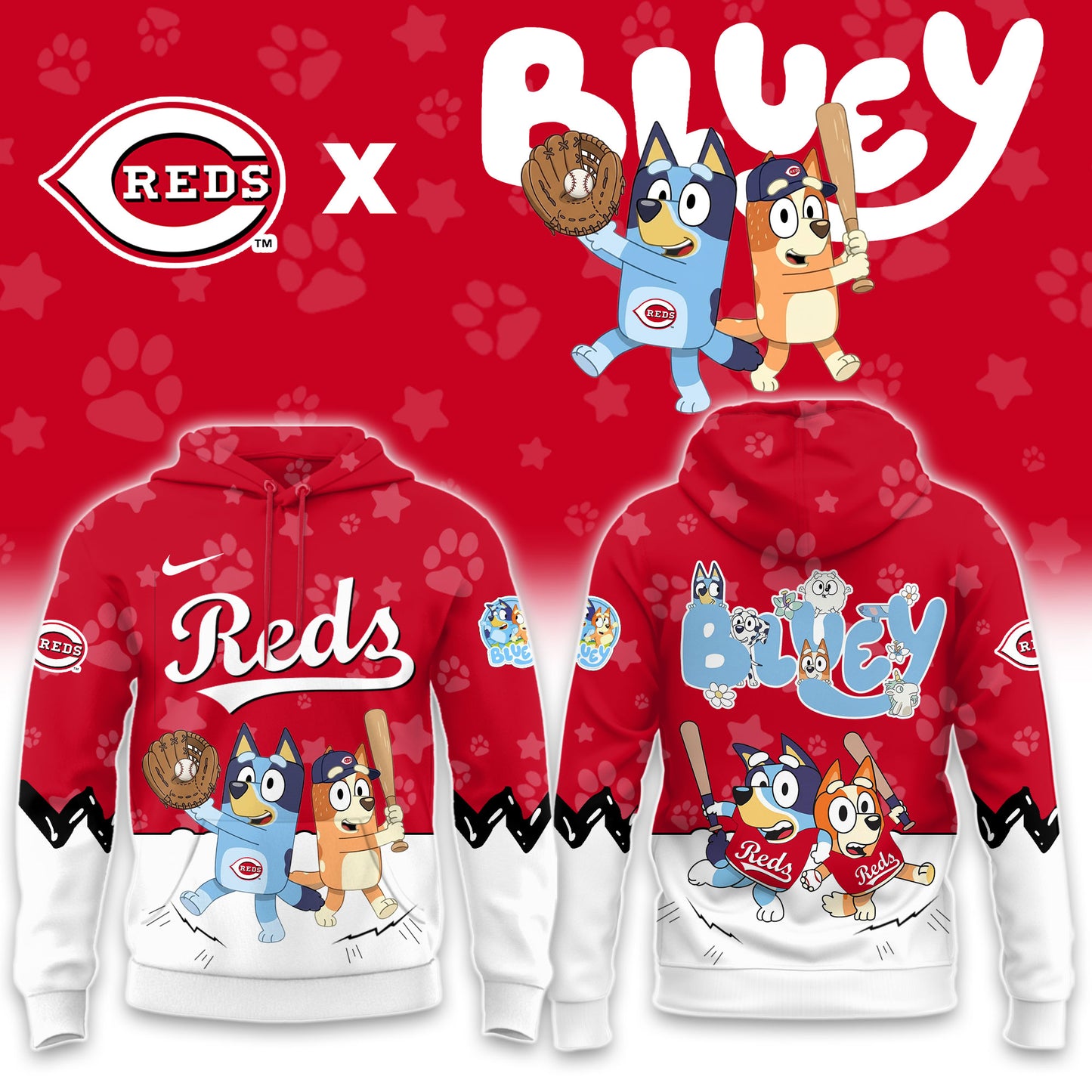 Cincinnati Reds Bluey Night Game Limited Hoodie