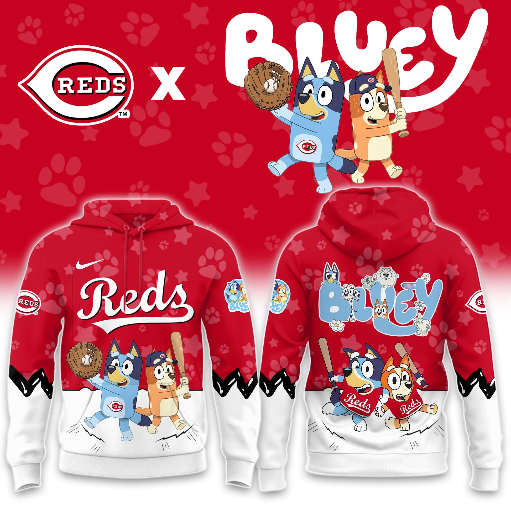 Cincinnati Reds Bluey Night Game Limited Hoodie