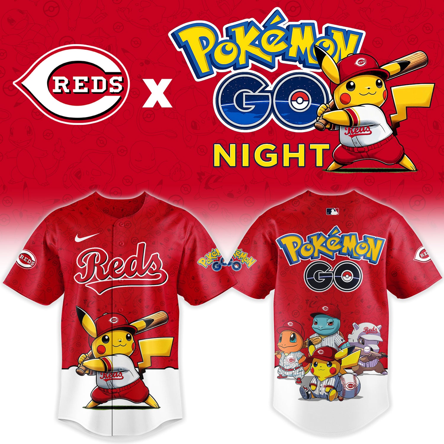 Cincinnati Reds Pokemon GO Night Limited Baseball Jersey