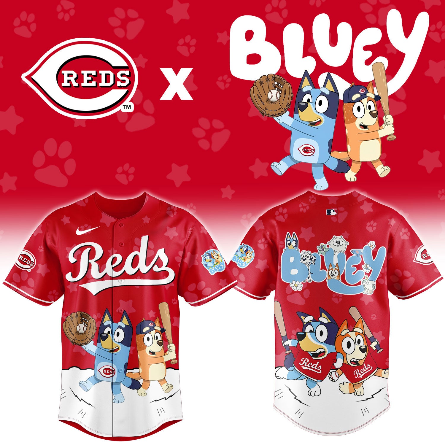 Cincinnati Reds Bluey Night Game Limited Baseball Jersey