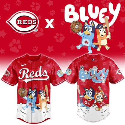 Cincinnati Reds Bluey Night Game Limited Baseball Jersey