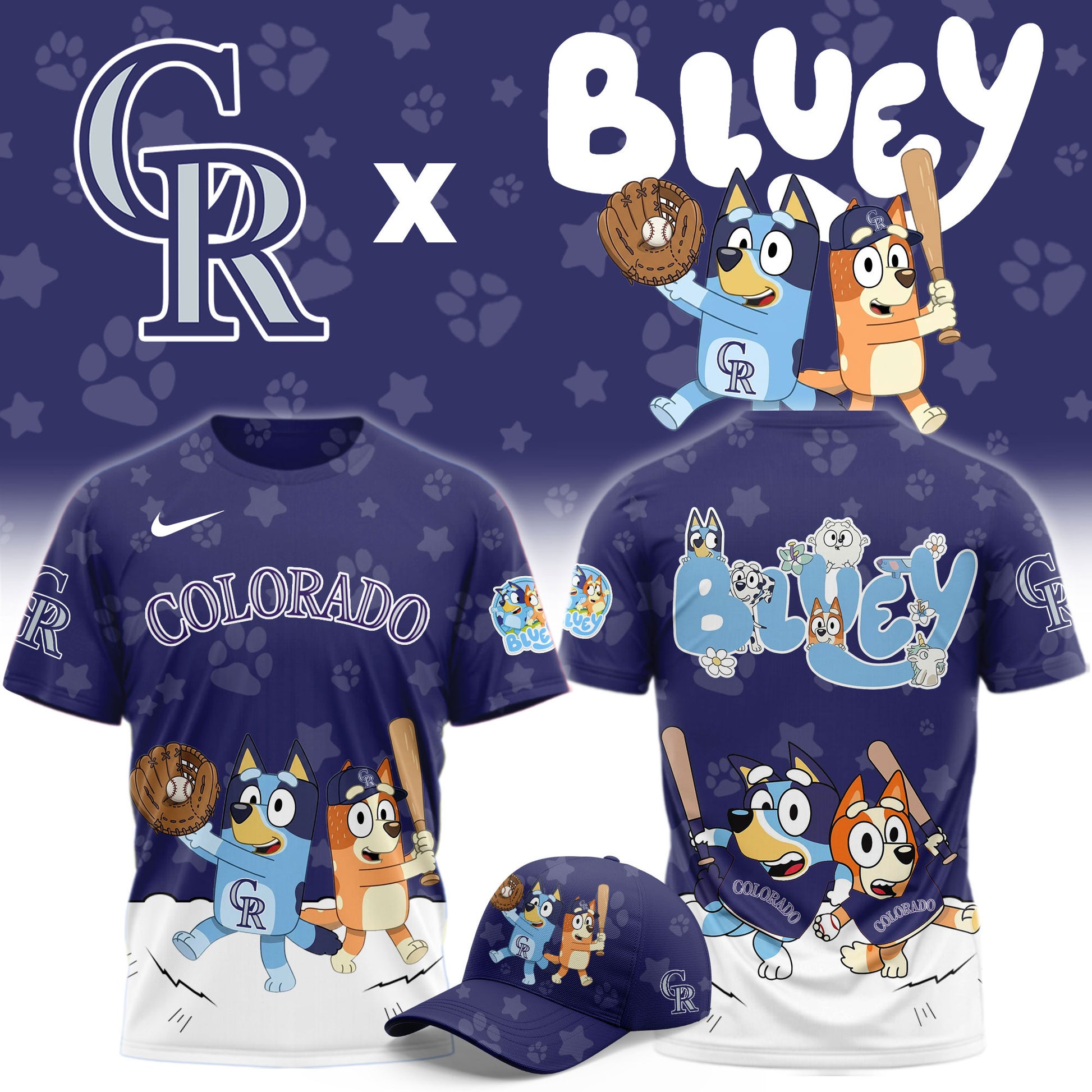 Colorado Rockies Bluey Night Game Limited T-Shirt