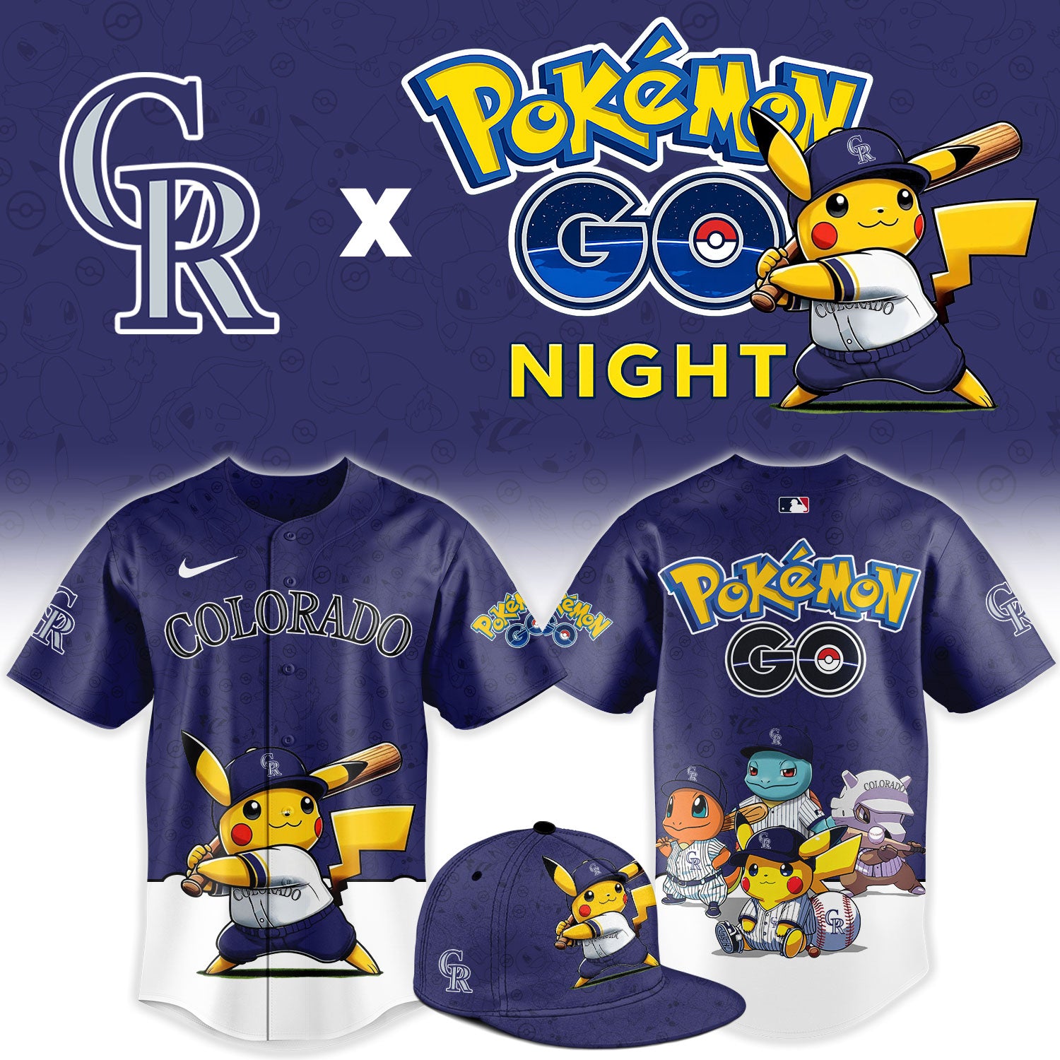 Colorado Rockies Pokemon GO Night Limited Baseball Jersey