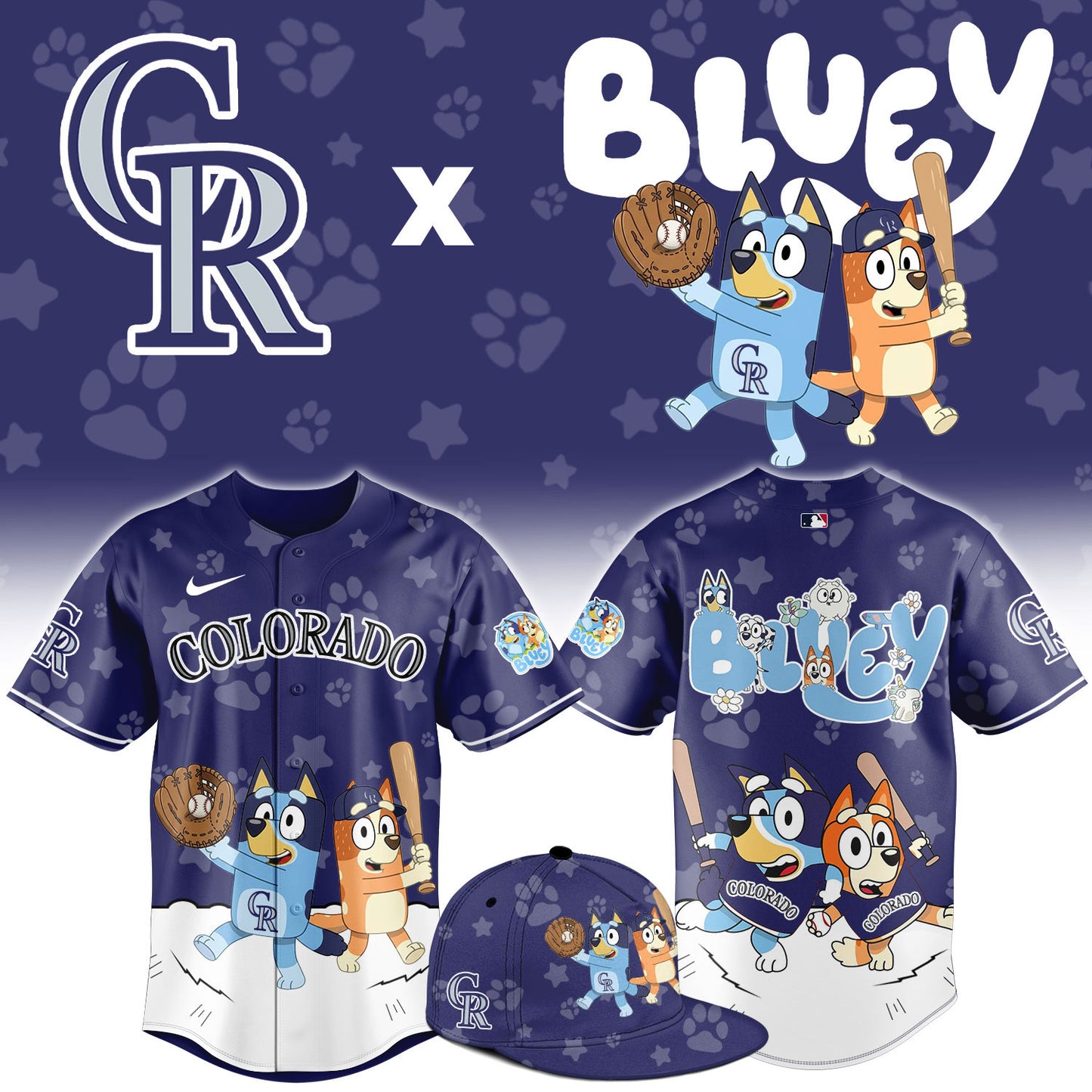Colorado Rockies Bluey Night Game Limited Baseball Jersey
