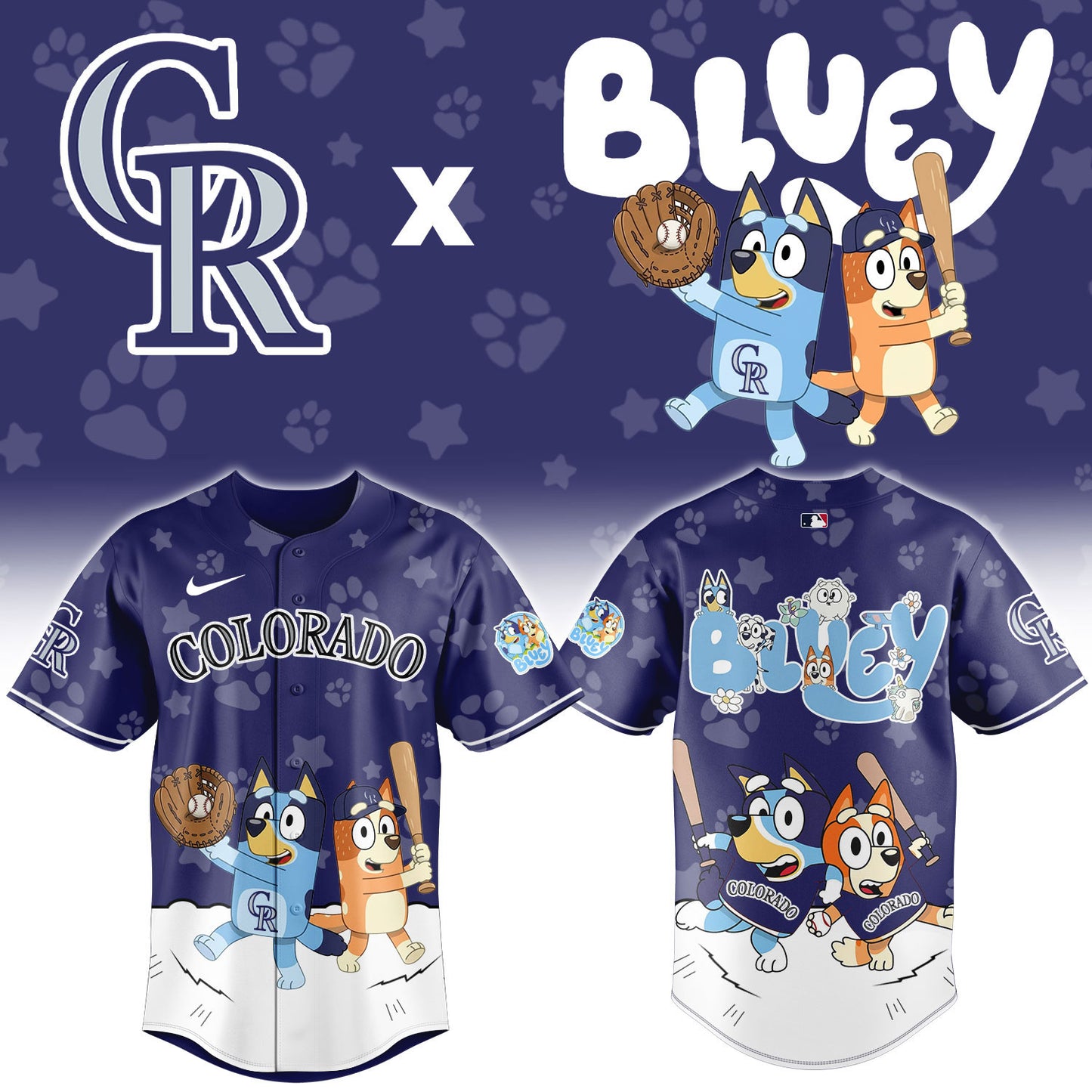 Colorado Rockies Bluey Night Game Limited Baseball Jersey