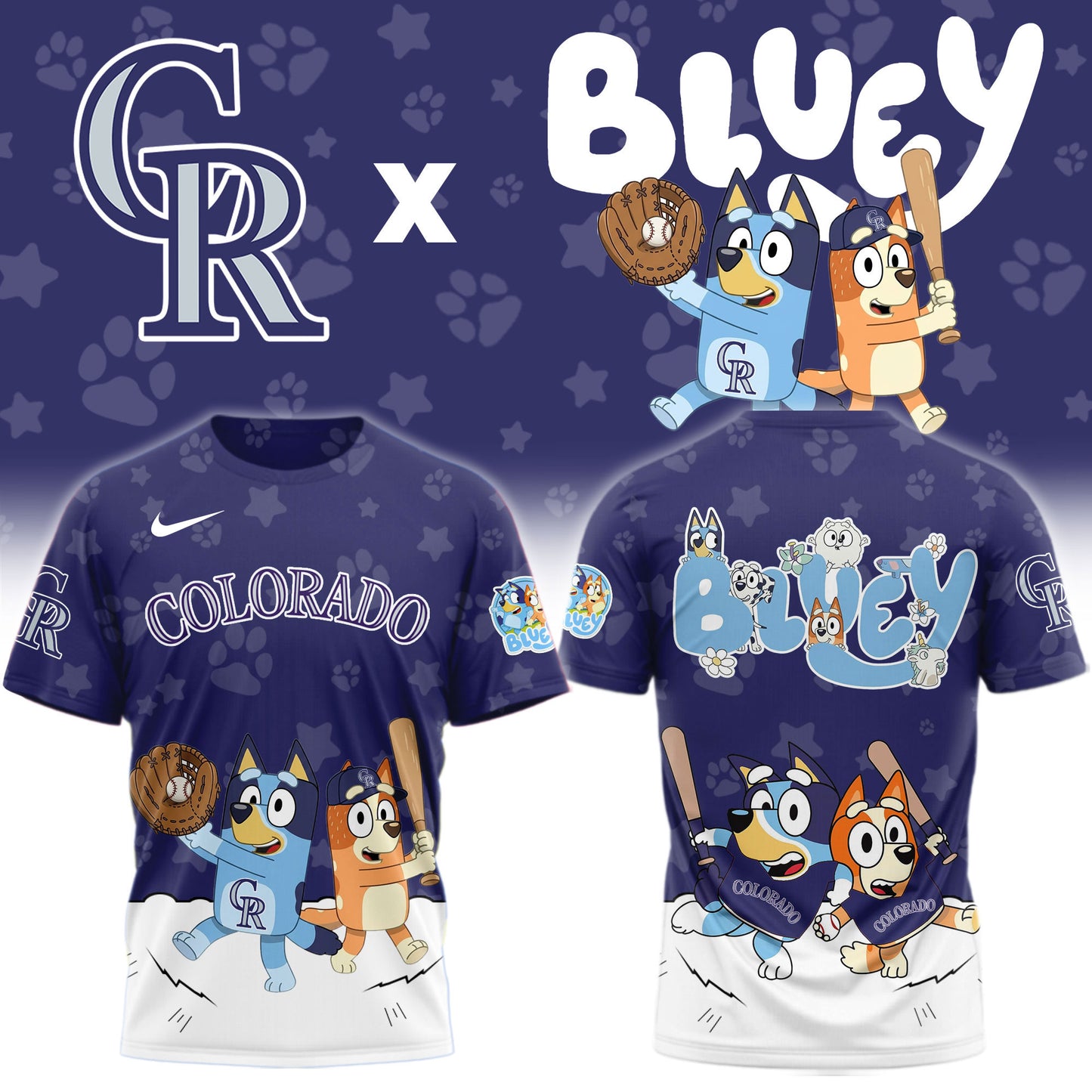 Colorado Rockies Bluey Night Game Limited T-Shirt