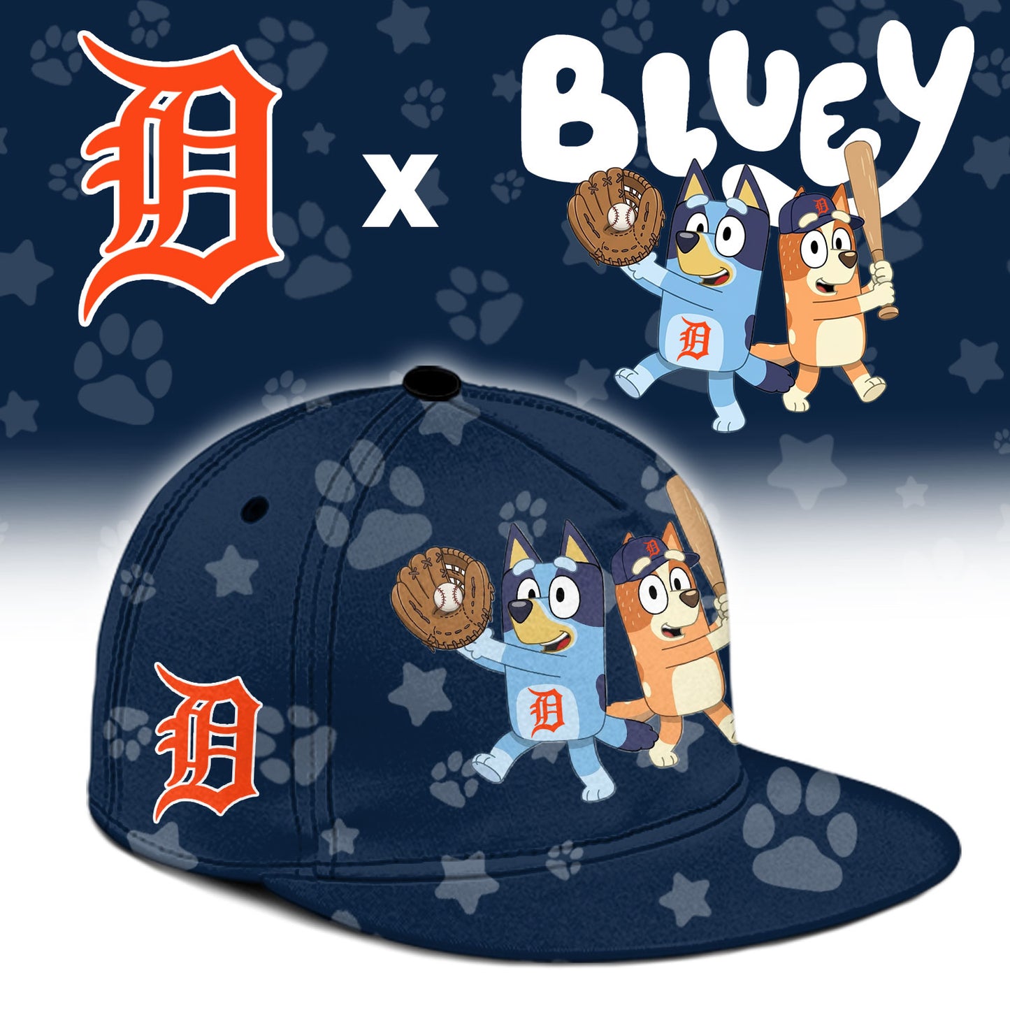 Detroit Tigers Bluey Night Game Limited Baseball Jersey