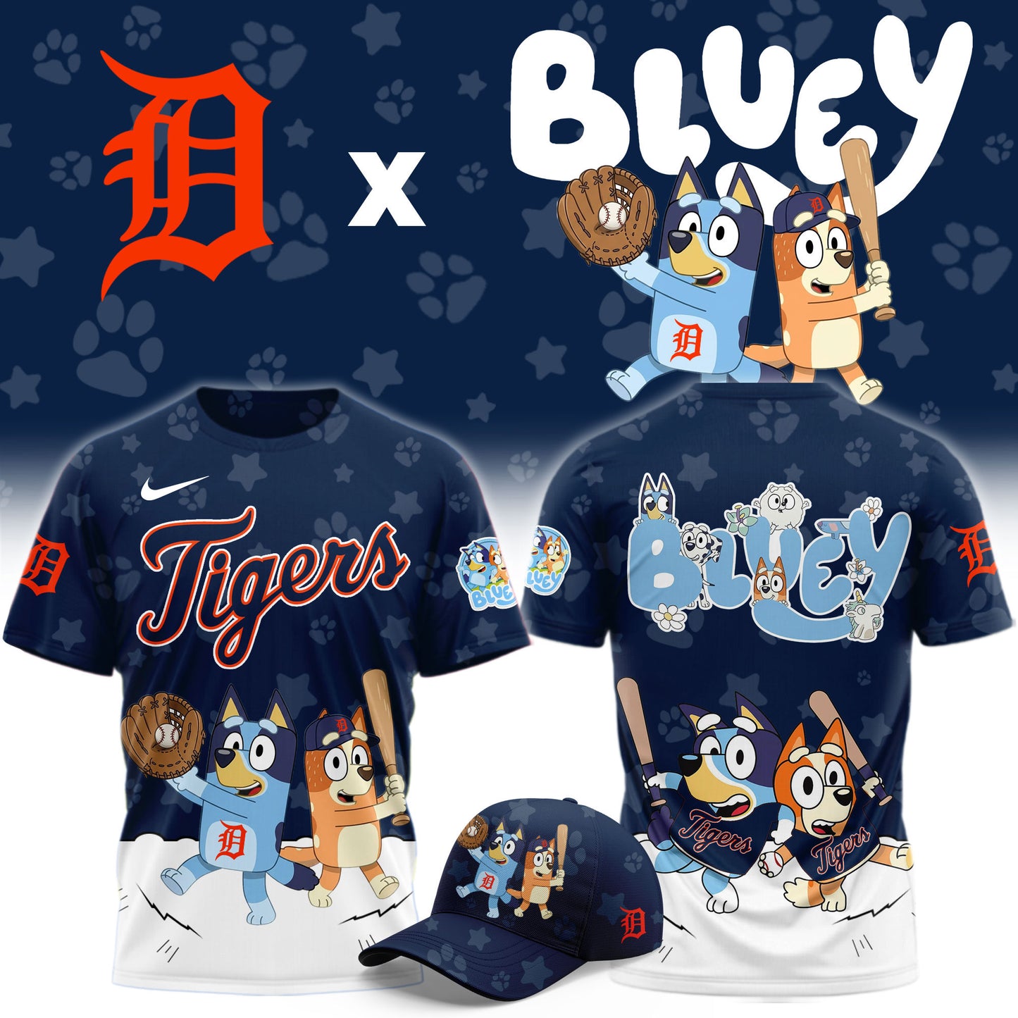 Detroit Tigers Bluey Night Game Limited T-Shirt