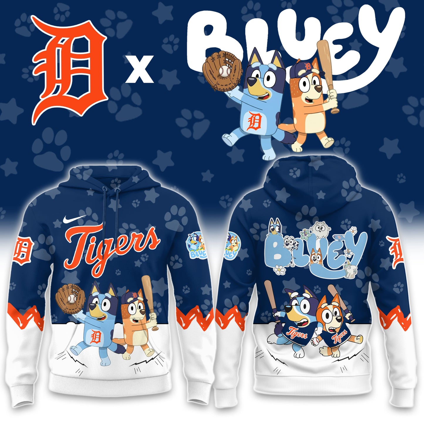 Detroit Tigers Bluey Night Game Limited Hoodie