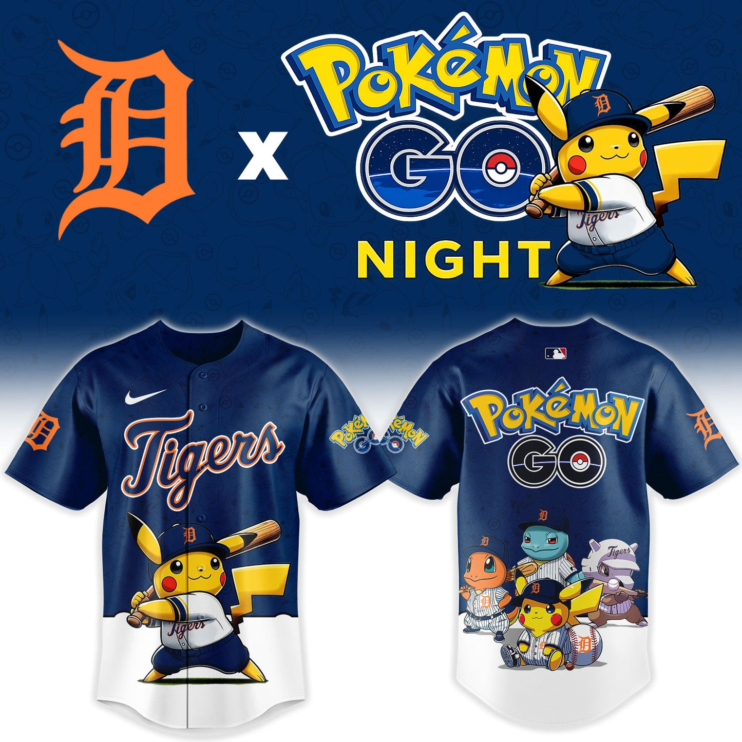 Detroit Tigers Pokemon GO Night Limited Baseball Jersey